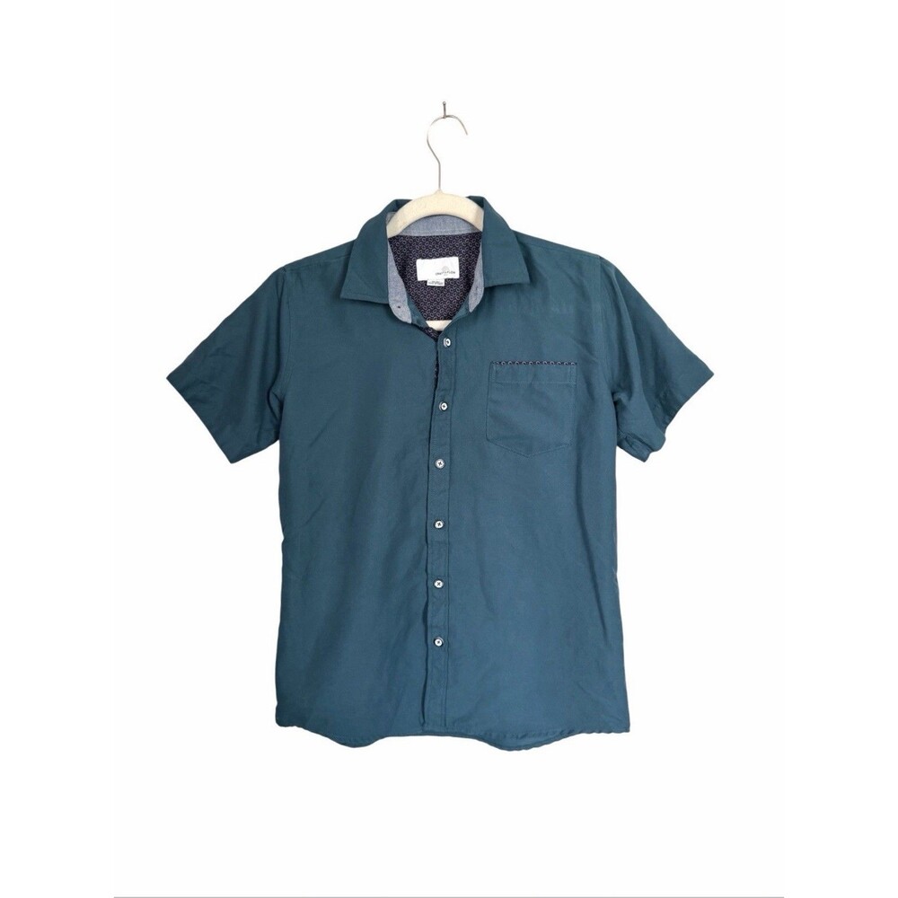 Craft + Flow Boys Big Boy Size Medium 10/12 Teal Short Sleeve Button Up Shirt